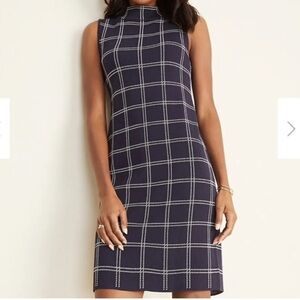 Ann Taylor Navy Blue Knit Windowpane
Sleeveless Dress